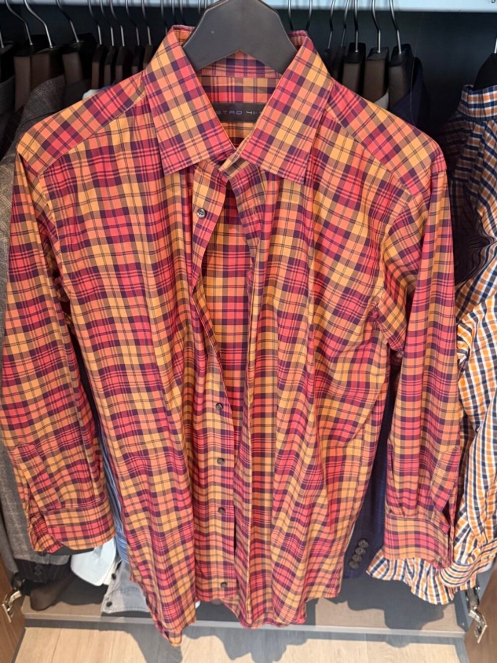 Etro Red Plaid Long-Sleeve Shirt – 41 / 16